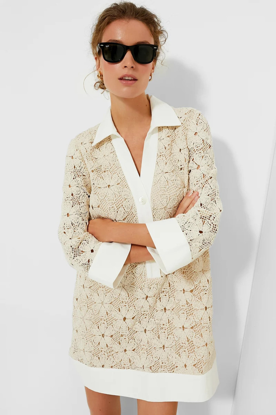 Tuckernuck Tan Crochet Collier Dress